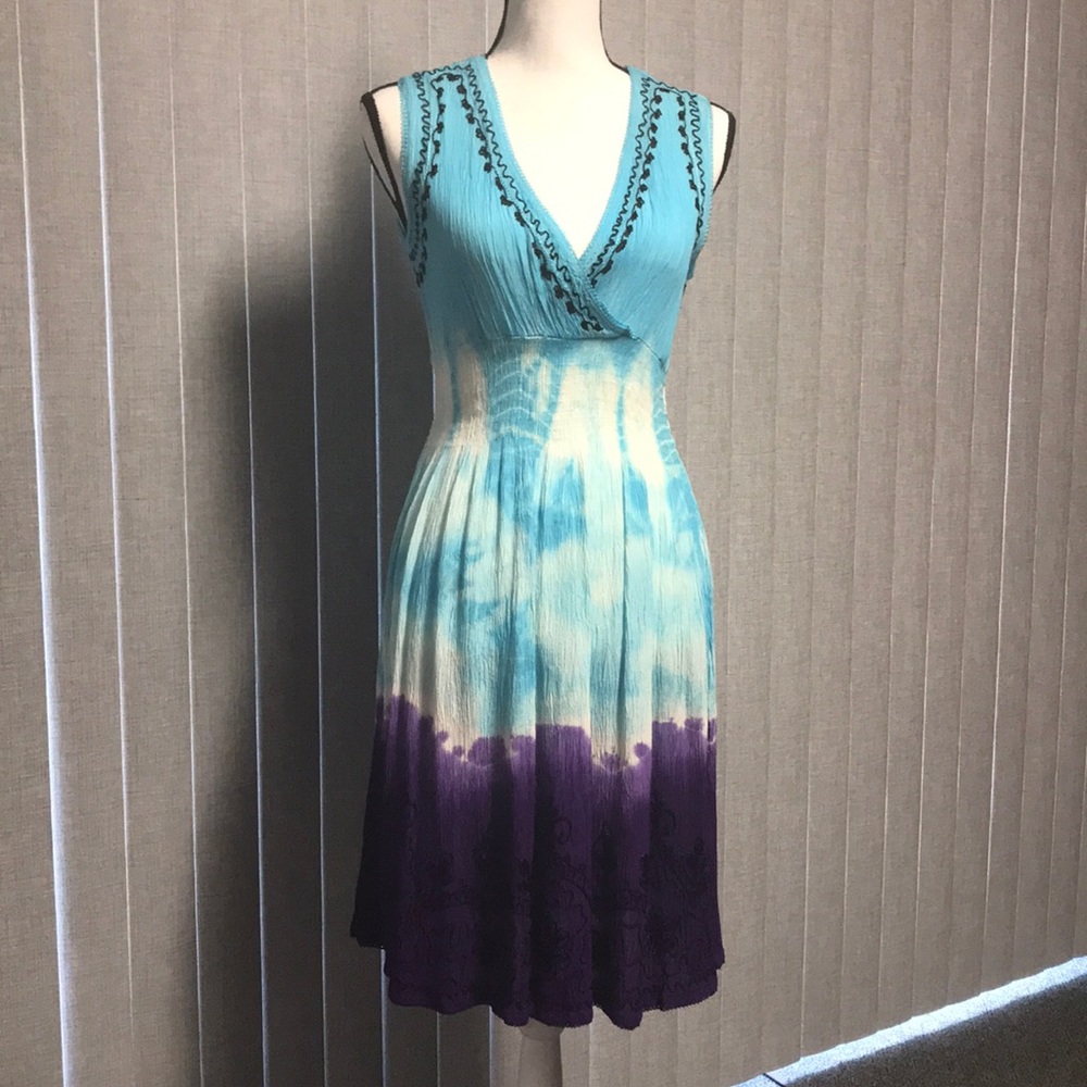 NWT Devi Festival Dress Light Blue White Purple